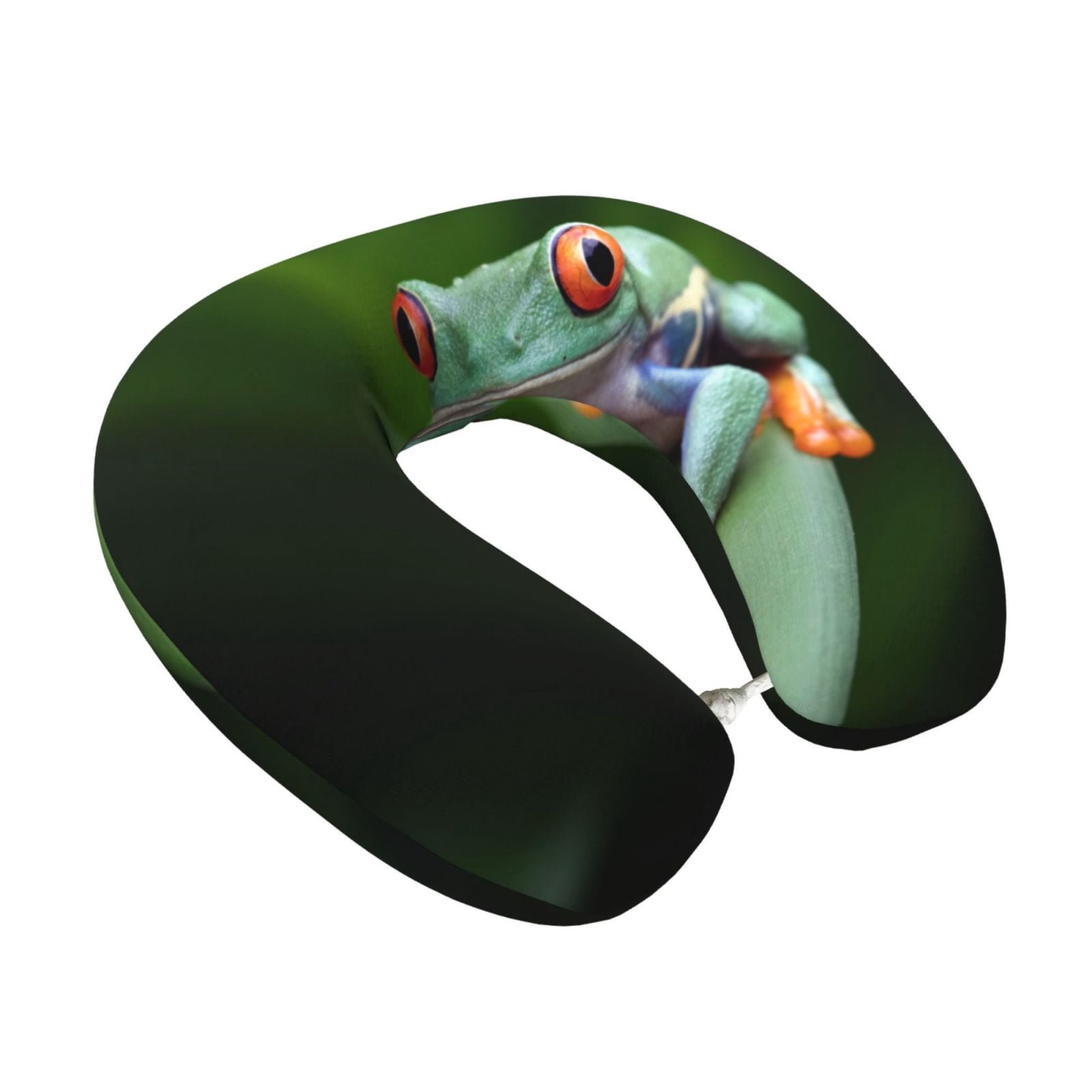 Xecao Red-Eyed Tree Frog Print Memory Foam Cervical Neck Pillow Versatile U-Shaped Pillows for Home,Office,Camping,Travelling,Soft Washable Cover