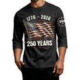 thumbnail image 2 of Havenx 250th Anniversary Usa Shirt for Men Three-quarter Sleeve Crewneck Shirts American Flag Design T-Shirts 250 Year American Anniversary Freedom Tops,Black S, 2 of 4