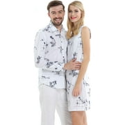 Couple Matching Hawaiian Luau Cruise Outfit Shirt Dress Classic White