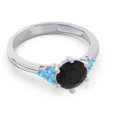 thumbnail image 3 of 2.15 Ct Round Cut Black Onyx & Blue Topaz Gemstone Luxurious Engagement Ring for Women 14K White Gold Size 3 by Diamond-Capitals, 3 of 7
