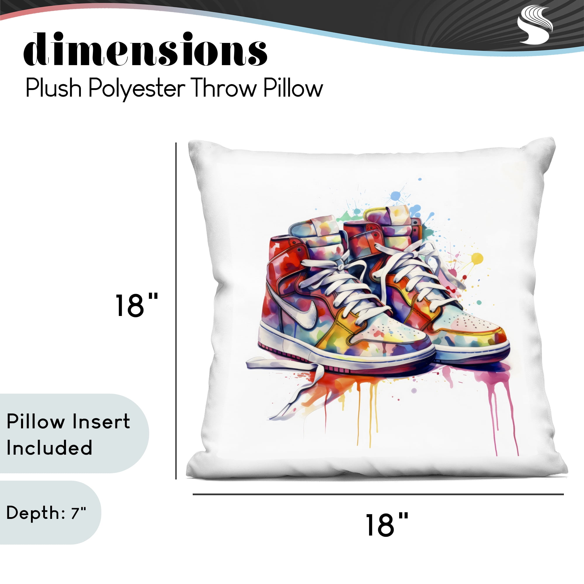 Stupell Industries Sneakers with Watercolor Drip Decorative Printed Throw Pillow, design by Creative Studio