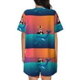 thumbnail image 3 of Qekee Lighthouse and Whale Women's Pajama Set Short Sleeve Sleepwear Summer Home Wear with Pockets Soft Short Sleeve Shirt - Lighthouse and Whale, 3 of 9