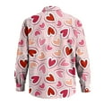 thumbnail image 4 of Fgvctg Mens Valentine's Day Shirts Button Down V Neck Long Sleeve Shirts Dressy Collared Blouses Date Day Love Heart Print Oversized Business Casual Tops Pink L, 4 of 5