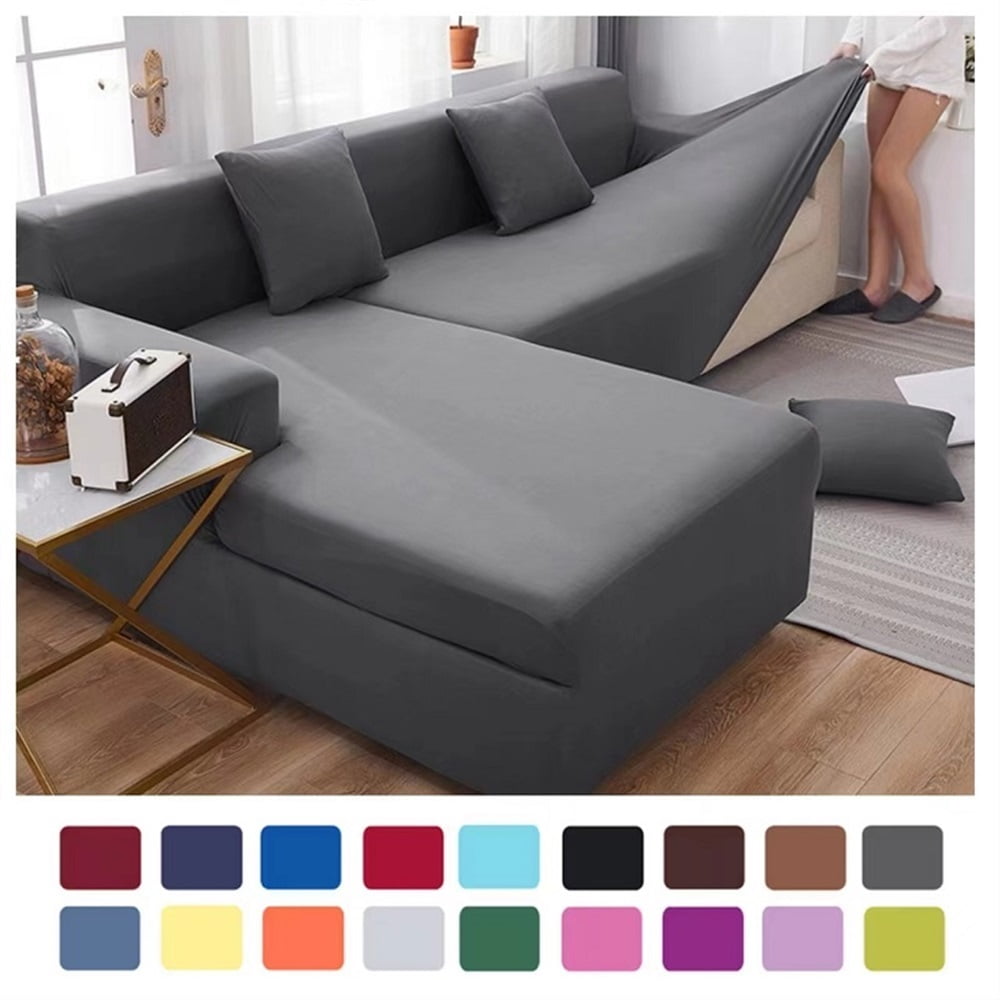 Solid Sofa Cover For Living Room Elastic 1/2/3/4 Seater Sofa Cover Protector L Shaped Corner Sofa Cover