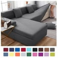 thumbnail image 2 of Solid Sofa Cover For Living Room Elastic 1/2/3/4 Seater Sofa Cover Protector L Shaped Corner Sofa Cover, 2 of 7