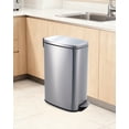 thumbnail image 6 of Slim Stainless Steel Trash Can 13 Gallon – Removable Inner Bucket – Soft-Close Step Pedal Lid – Narrow Indoor Garbage Bin for Kitchen, Bathroom, Office – Fingerprint Resistant – Silver Color, 6 of 8