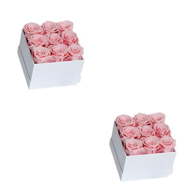 Billuyoard Caja de rosas preservadas Flor eterna Rosas inmortales Material Ramo Regalo de cumpleaños para aniversario Acción de gracias Blanco 9 blanco rosa 9 cabezas 2piezas