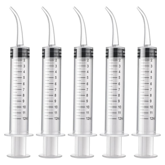 5 Pieces 12ml Oral Dental Syringe Ear Cleaning Solution Empty Tube Extraction Hook Syringes Removal Supplies