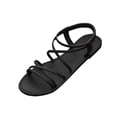 thumbnail image 2 of YgkuHd Women's Casual Flat Sandals Roman Style Multi-Strapped Crisscross Design Elasticated Back Strap Black,7.5, 2 of 6