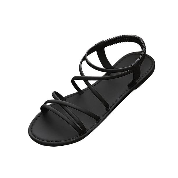 Zapatos Casuales de las Mujeres de Moda Plana Correa Romana Playa Más Tamaño Estilo Primavera / Verano Sandalias de Moda Y Cómodas Zapatos de Verano de las Mujeres