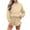 Khaki, variant on Enjoytime 2 Piece Lounge Set Women Solid Color Crewneck Long Sleeve Sweatshirt Shorts Outfits Casual Loose Travel Matching Sets Blue L