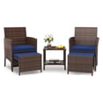 thumbnail image 4 of UDPATIO Balcony Furniture 5 Piece Patio Furniture Set, Outdoor Brown Wicker Chairs with Ottoman, Navy, 4 of 10