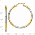 thumbnail image 4 of 14K Yellow & Rhodium And Diamond-Cut 3X45mm Hoop Earrings (45 X 3) Made In Peru tc832, 4 of 5