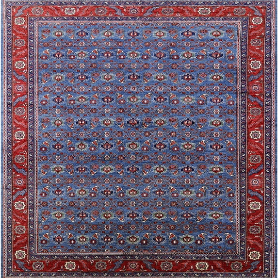 Ahgly Company Machine Washable Indoor Square Industrial Modern Light Purple Blue Area Rugs, 6' Square