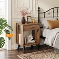 thumbnail image 2 of HIGDBFE Nightstand Set of 2 with Fabric Drawers, Bedside Table with Open Shelf, Side and End Table for Bedroom, Living Room, Brown, 2 of 9