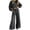 Dark Gray, variant on Women Suits 2 Piece Set with Pockets Classic Round Neck Long Sleeve Crop Sweatshirt & Drawstring Wide Leg Pants Suit Fashion Polka Dot Sweatsuit Set Vacation Outfits for Women Beige S