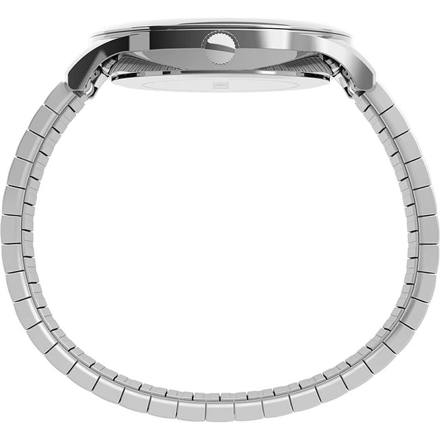 Reloj fácil lector de 40 mm Timex hombre moderno silver-tone caso blanco dial con banda de expansión