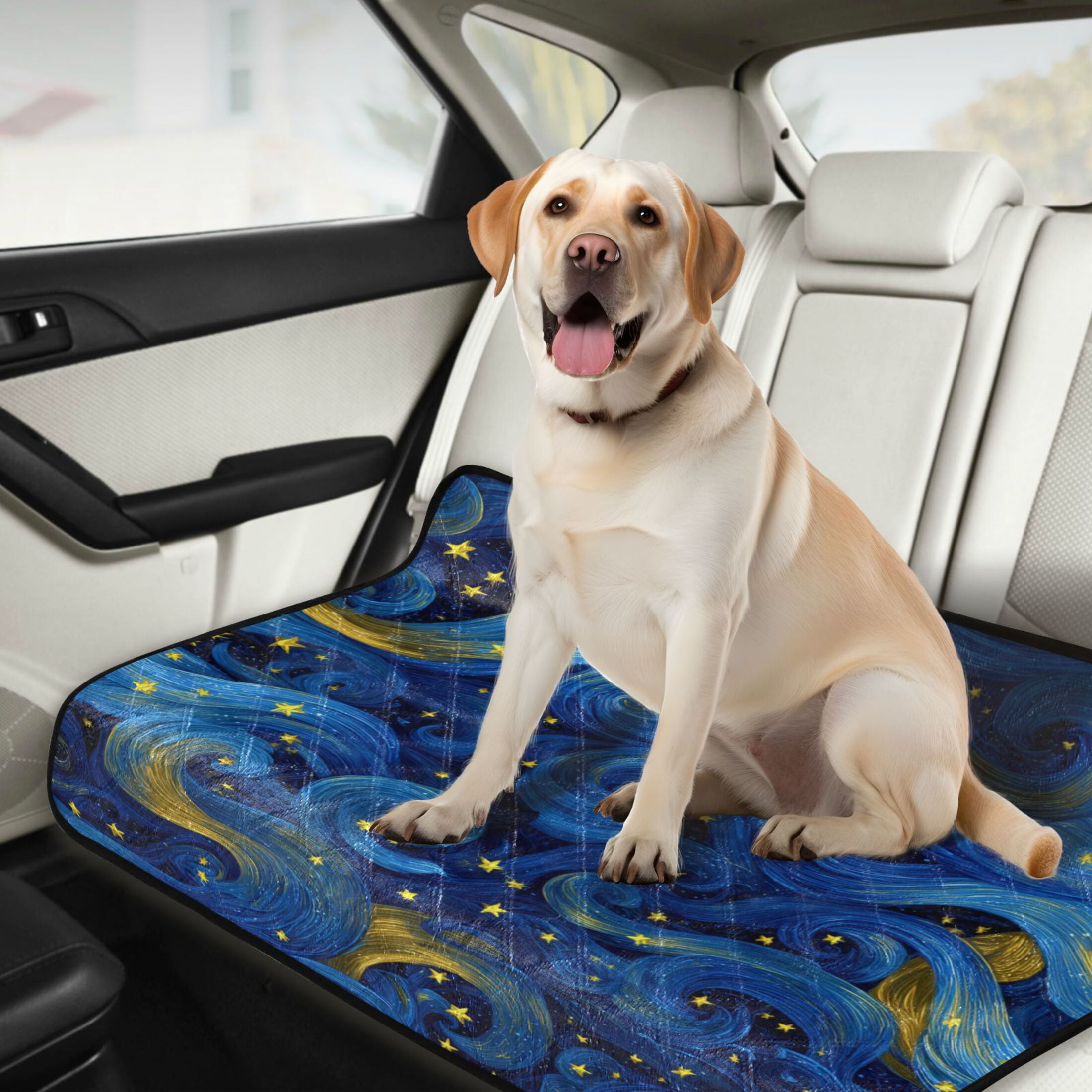 Qxltty Blue Swirled Waves Cat litter Pads Pet Set of 2 Diaper Mats Center Anti-leakage Layer Absorbent Soft and Comfortable