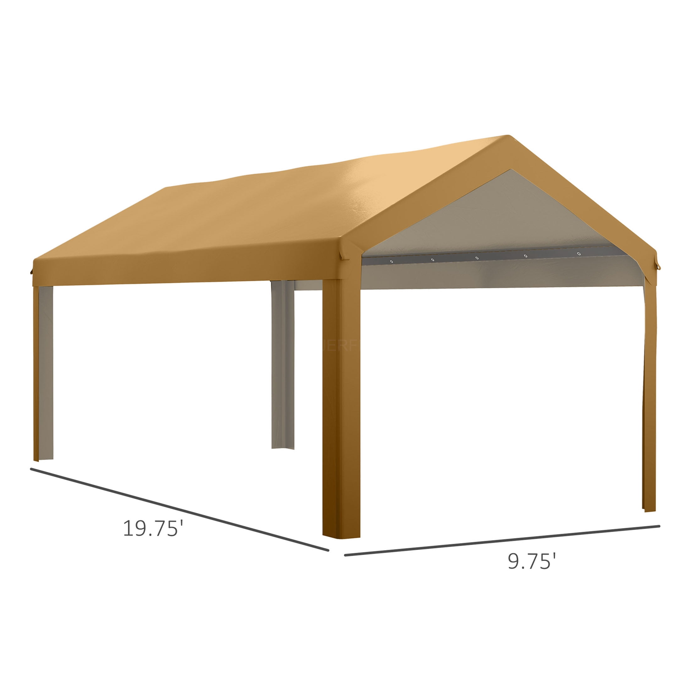 JERFIT 10x20 FT Carport Canopy Replacement Cover, UV & Water Resistant, Heavy-Duty Polyethylene, Beige, with Bungee Cords