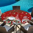 thumbnail image 6 of Red Gnomes Christmas Round Tablecloth, Fitted Table Cover with Elastic for 55"-60" Round Tables, Xmas Ball Gifts Snowflake Table Cloth Outdoor Indoor Dinning Party Waterproof Tablecloths, 6 of 7