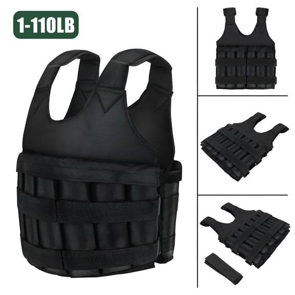 TELOLY Weighted Vest, Weighted Vest with Fastener Tape, 110lb Max Load Weighted Vest with Thickened Shoulder Pads, Fitness Exercise Steel Plate Fitness Vest for Men Women