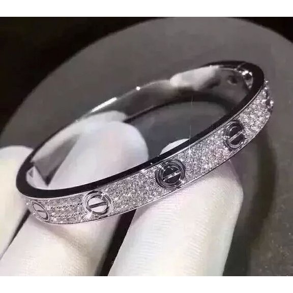 5Ct Round Cut Lab Created Diamond Women's Bangle Bracelet 14K White Gold Plated