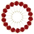 thumbnail image 1 of Uxcell 18-Pack Alfileres de Flor para Hombres, Alfileres de Boutonnieres de Rosa con Hoja Dorada para Boda/Baile/Festa, Alfileres de Corsage de Flor [Rojo Vino], 1 of 1