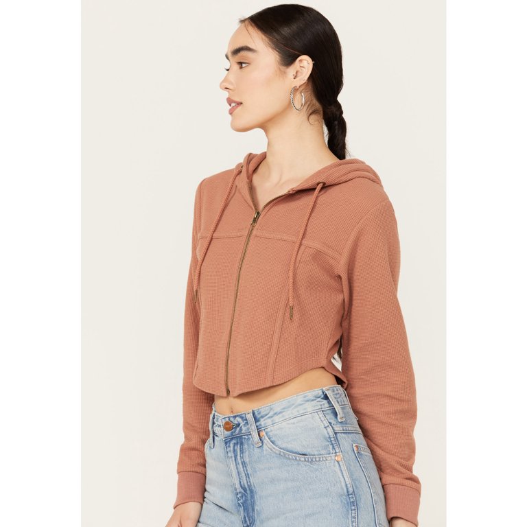 Cleo Wolf Women's Corset Cropped Hoodie Lt Brown X-Large US