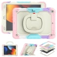thumbnail image 2 of Case for iPad 9th 8th 7th Gen 10.2 inch 2021 2020 2019, 360 Rotating Stand Handle Pencil Holder Shoulder Strap Heavy Duty Shockproof Cover, Rainbow Pink, 2 of 7