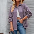 thumbnail image 3 of Scyoekwg Women's Denim Jean Jackets Lapel Button Denim Coats Long Sleeve Casual Lightweight Solid Color Trendy Fall Coats Loose Outerwear(Purple,XL), 3 of 8