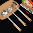 thumbnail image 3 of Utensilios de cocina de acero inoxidable, 3 piezas, mango alargado con clip para troncos, práctico colador tipo zapatilla para sopa, pala para pescado pastel, 3 of 5
