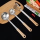 thumbnail image 5 of Utensilios de cocina de acero inoxidable, 3 piezas, mango alargado con clip para troncos, práctico colador tipo zapatilla para sopa, pala para pescado pastel, 5 of 5