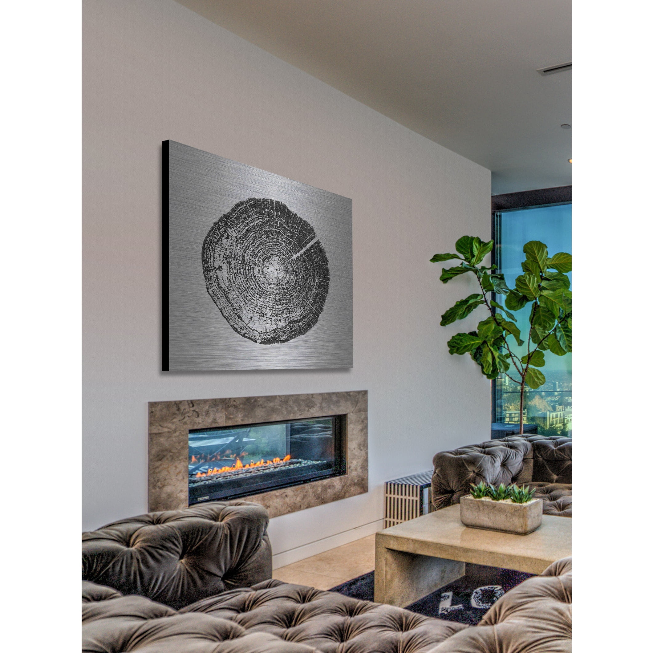 Marmont Hill "Log Cutout Black" By Amanda Greenwood Painting Art Print On Brushed Aluminum, 40.0" x 1.5"