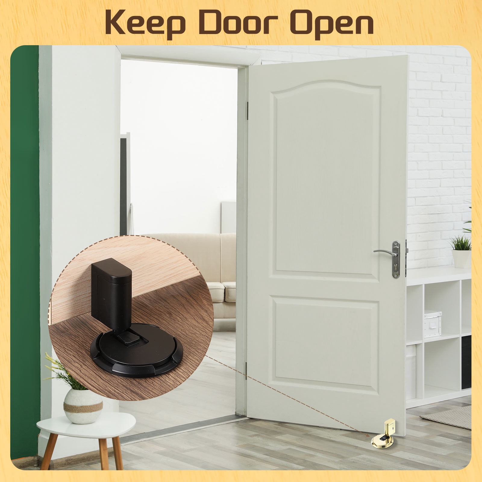 4Pcs Magnetic Door Stopper, Silent Magnetic Floor Door Stop with Adhesive, Black