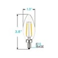 thumbnail image 3 of Luxrite 4W E12 Vintage Candelabra Dimmable LED Light Bulbs, 40W Equivalent 400 Lumens, 2700K Warm White, Blunt Tip, 24-Pack, 3 of 7