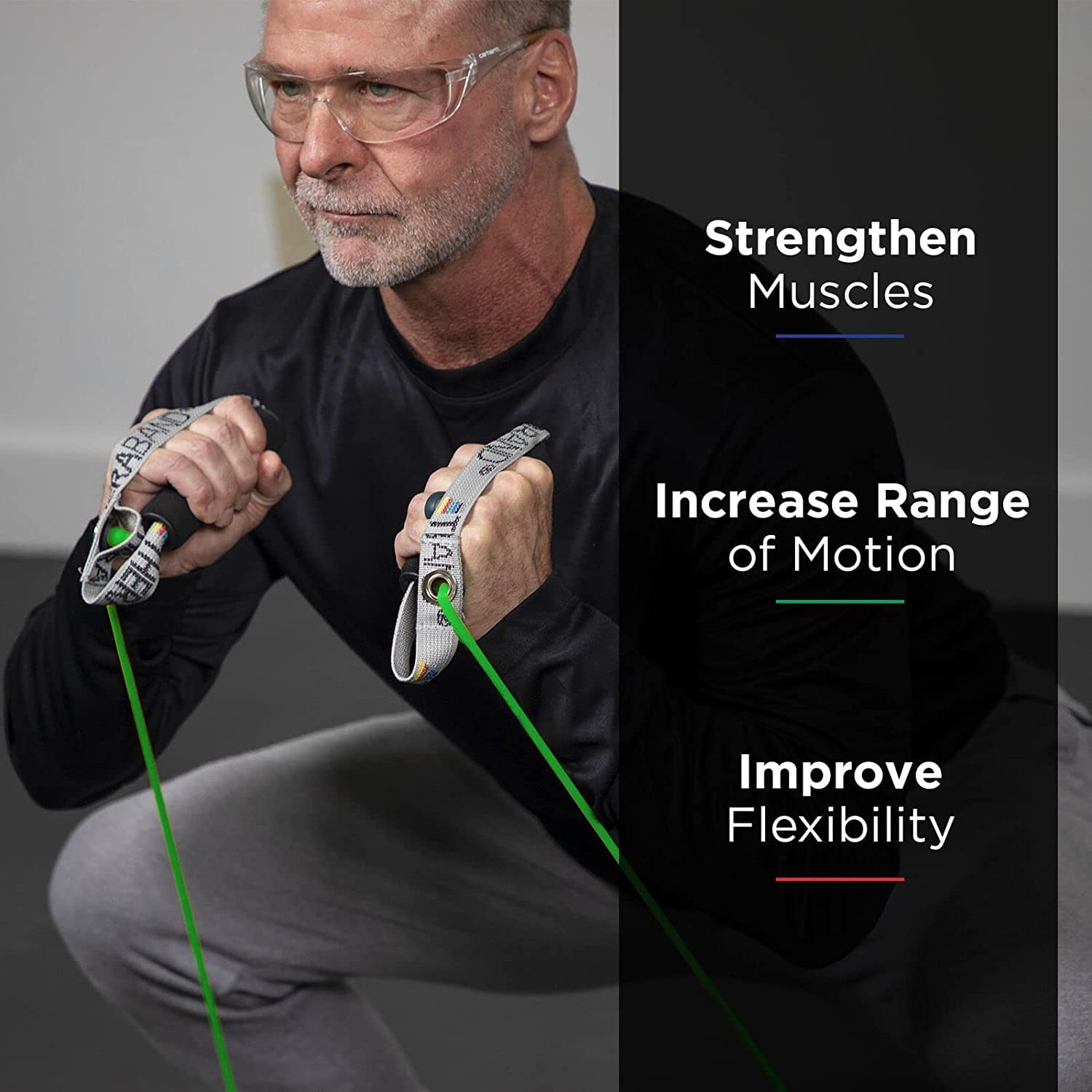 THERABAND Resistance Tubing, Hard PVC Handles, 48 IN, Green, Heavy Thickness, 4.6 LBS Resistance, Level 4