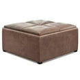 thumbnail image 1 of Simpli Home Avalon Table Basse Ottomane de Rangement à Dessus Relevable avec Quatre Plateaux Rabattables et Grand Compartiment de Rangement, Similicuir Brun Terre d'Ombre Vieilli, 1 of 2