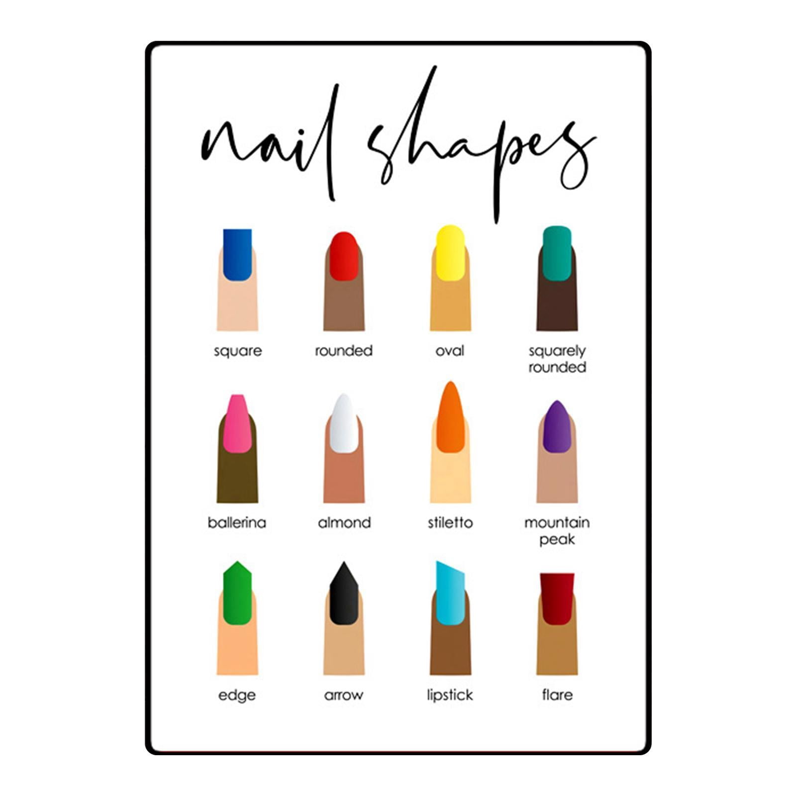 TOOYFUL Nail Shape Display Nail Tip Display Board Supplies Professional DIY Nail Shape Guide Hanging Picture 11.8x15.7" Nail Art Tool E