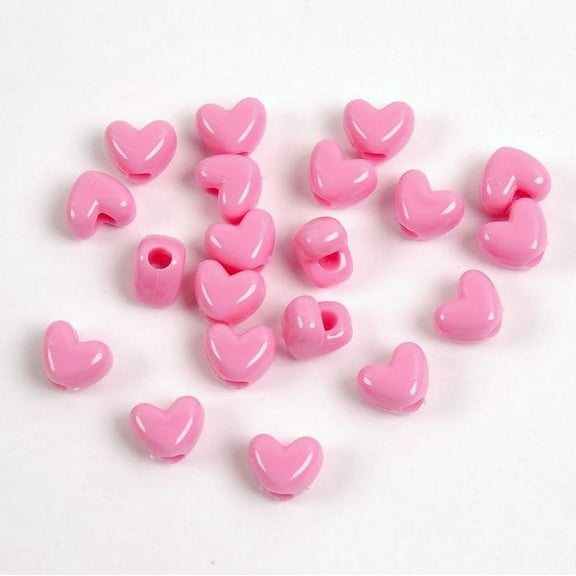 JOLLY STORE Crafts Opaque Pink Heart Shaped Pony Beads, Vertical Hole Made in USA