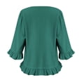 thumbnail image 4 of Yievot Womens Summer Tops Flowy Ruffle 3/4 Sleeve Dressy Casual Blouses Crew Neck Trendy Work Blouses, 4 of 5