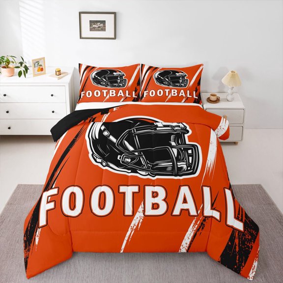 Erosebridal Teens Ball Sport Comforter Sets Twin Size, Retro Rugby Comforters & Duvets, American Football Decor, Reversible 2pcs