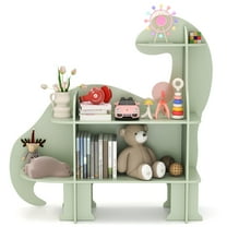 Gymax 3-Tier Dinosaur Kids Bookshelf Toy Storage Organizer Montessori Book Shelf