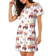 thumbnail image 2 of Fotbe Tractor With Farm Animals Bata de Dormir para Mujer con Estampado, Camisón de Algodón de Manga Corta, Ropa de Dormir Casual, 2 of 6