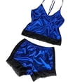 thumbnail image 2 of OKBOP Women Plus Shorts Under $10 Blue Slim-Leg Satin Lace Casual Relaxed Fit Briefs Suit, 2 of 3