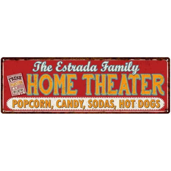 The ESTRADA Family Home Theater Sign Gift 6x18 Metal Movies Decor 106180100298