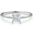thumbnail image 3 of Gem Stone King 14K White Gold White Moissanite Engagement Ring for Women | 0.80 Cttw | Princess 5MM | Gemstone Birthstone | Size 8, 3 of 6