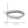 thumbnail image 2 of 3.5mm 925 Sterling Silver Polished Oxidized Stackable Antiqued Patterned Ring Size 6 Stackable Ring for Women, 2 of 2