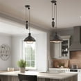 thumbnail image 4 of Kira Home Sequoia 13" Farmhouse Pulley Pendant Light, Retractable Design, Adjustable Height, Oil-Rubbed Bronze, 4 of 8