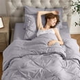 thumbnail image 3 of Virtu Twin XL Comforter Set, Bed In A Bag 5 Pc Pleated Bedding Set, Grayish Lavender, 3 of 9