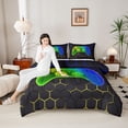 thumbnail image 4 of Homewish Video Game Full Size Comforter Sets 3-Piece for Female Men Adults,Abstract Gradient Hexagon Bedding Comforter Set,Ombre Honeycomb Gamepads Lightweight Bedding Sets,Microfiber Bedroom Decor, 4 of 8